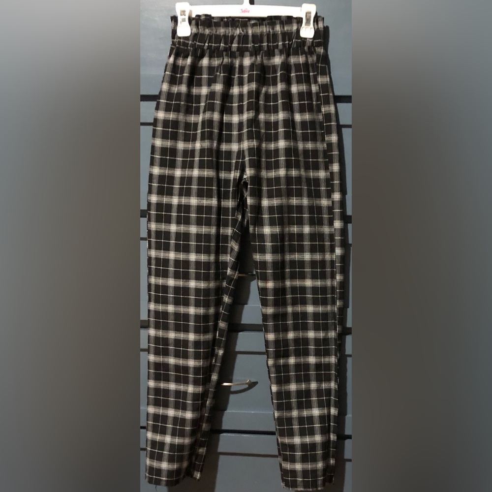 Shein Girls Black & White Straight Tapered Leg Pants Size 10/12 Paperbag Waist